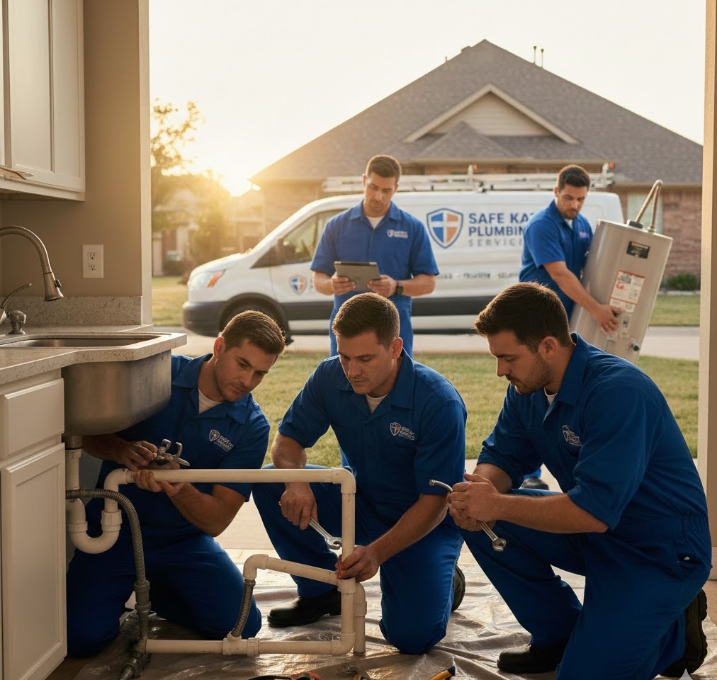 Professional plumber working